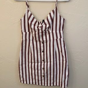 Summer dress w/ white & red stripes! Front tie!